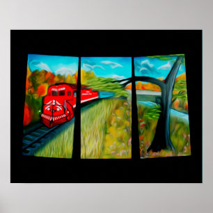 Enchanted Red Train Passage Art Poster