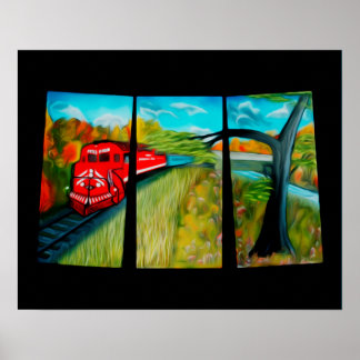 Enchanted Red Train Passage Art Poster