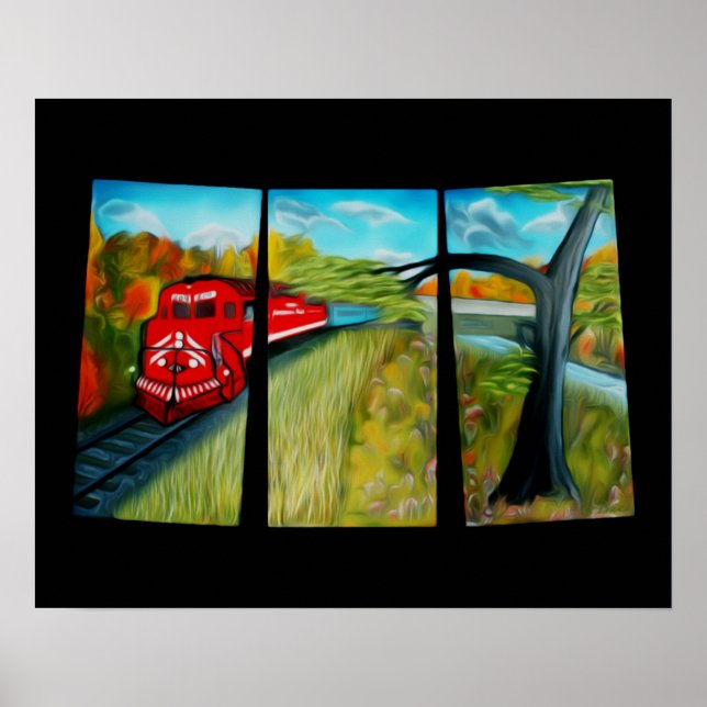 Enchanted Red Train Passage Art Poster (Front)