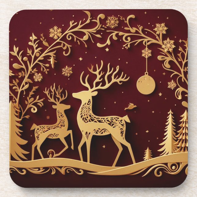 Enchanted Reindeer – Holiday Whimsy Coaster (Front)
