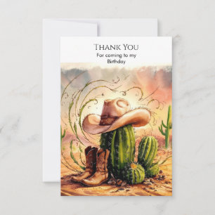 Enchanted Rodeo Cowboy Birthday Thank You Card