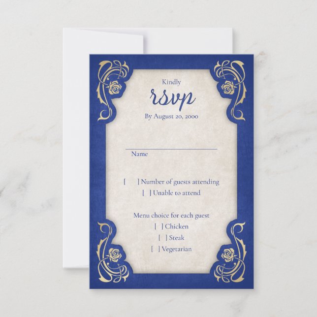 Enchanted Rose Castle Wedding RSVP Card (Front)
