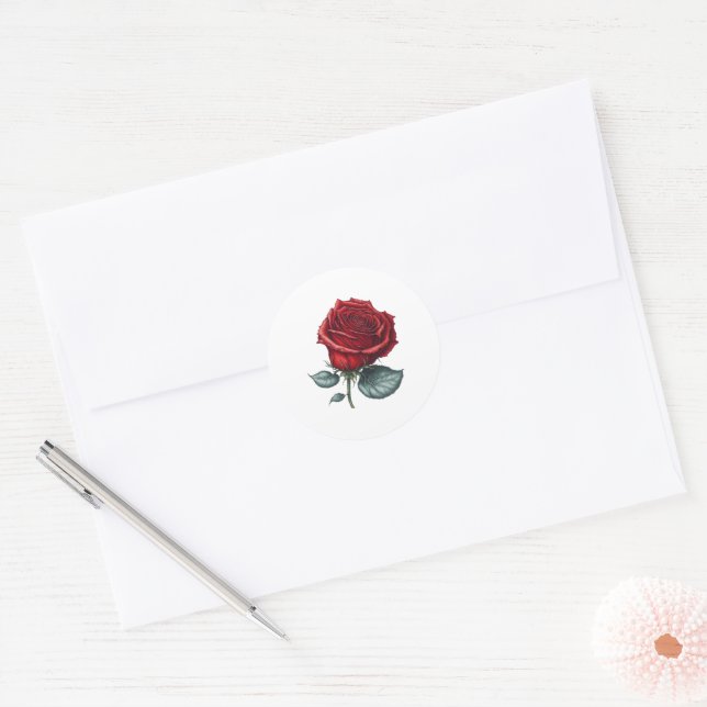 Enchanted Rose Classic Round Sticker (Envelope)