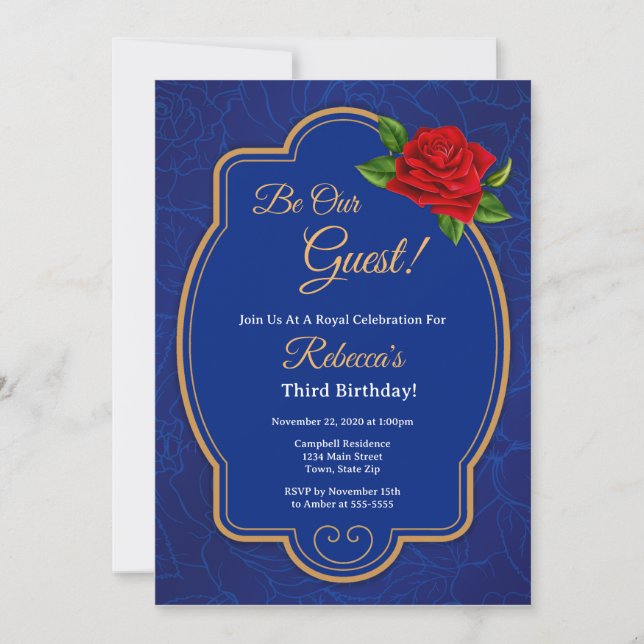 Enchanted Rose Fairytale Birthday Invitation (Front)