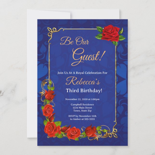 Enchanted Rose Fairytale Birthday Invitation (Front)