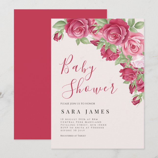 Enchanted Rose Garden Baby Shower Invitation (Front/Back)