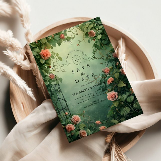 Enchanted Rose Garden Gate Wedding Save The Date (Creator Uploaded)