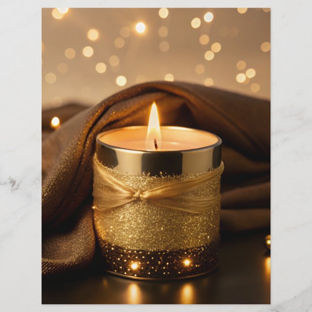 Enchanted Rose-Gold Glitter Candle Custom Letterhead (Front)