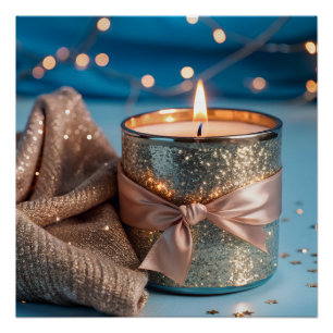 Enchanted Rose-Gold Glitter Candle Poster
