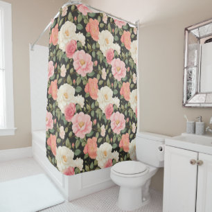 Enchanted Rose Haven Vintage Pastel Floral Shower Curtain