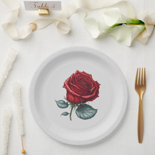 Enchanted Rose Paper Plate (Wedding)
