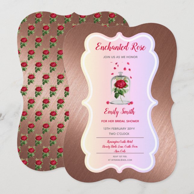 ENCHANTED ROSE Princess Fairytale Bridal Shower Invitation (Front/Back)