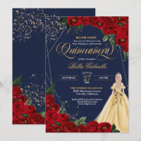 Enchanted Rose Red & Gold Fairytale Quinceañera