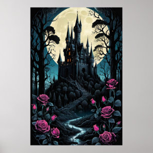 Enchanted Roses Castle Fantasy Poster