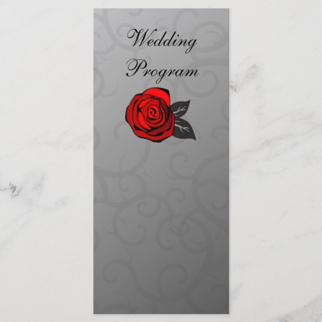 Enchanted Roses Wedding Program Card (Front)