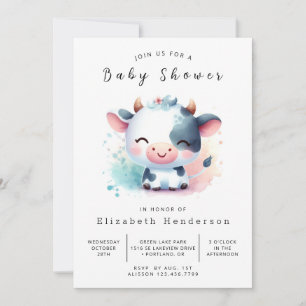 Enchanted Rustic Cow Baby Shower Invitation