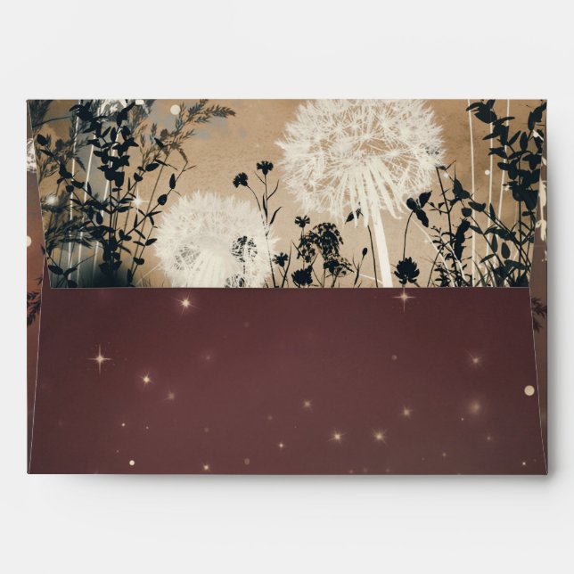 Enchanted Rustic Night Sky Stars & Foliage Wedding Envelope (Back (Top Flap))
