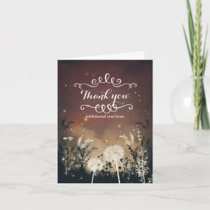 Enchanted Rustic Night Sky Stars & Foliage Wedding Thank You Card