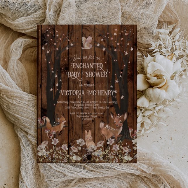 Enchanted Rustic Woodland Baby Shower Invitation (Creator Uploaded)