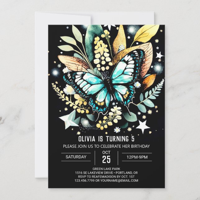 Enchanted Sage Green Birthday Invitation (Front)
