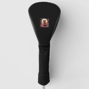 Enchanted Sakura_ Black Cat, Great Wave, and Pumpk Golf Head Cover