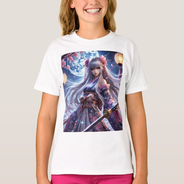 🌙 Enchanted Samurai Princess – Moonlit Warrior T- T-Shirt (Front)