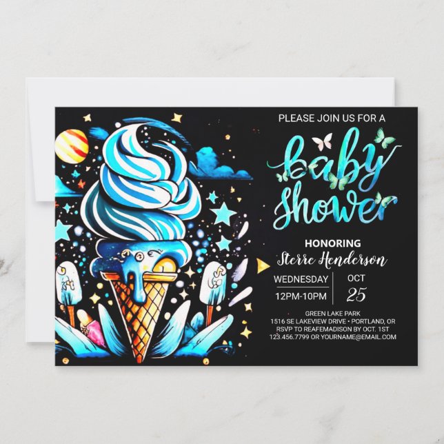Enchanted Scoop Ice Cream Boy Baby Shower Invitation (Front)