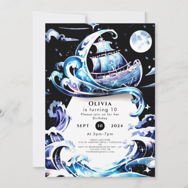 Enchanted Sea Fun Pirate Birthday Invitation (Front)