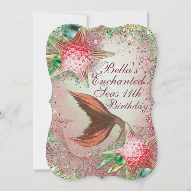 Enchanted Seas Mermaid Party Invitations (Front)