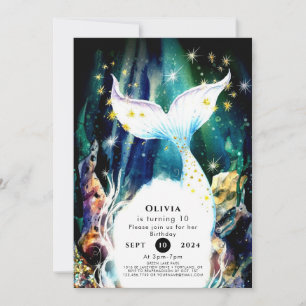 Enchanted Seashells Mermaid Birthday Invitation