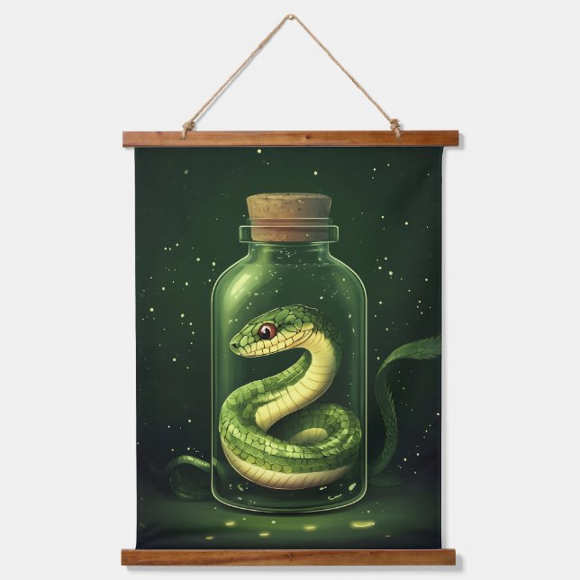 Enchanted Serpent in a Glass Jar Hanging Tapestry (Front)