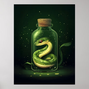 Enchanted Serpent in a Glass Jar Poster