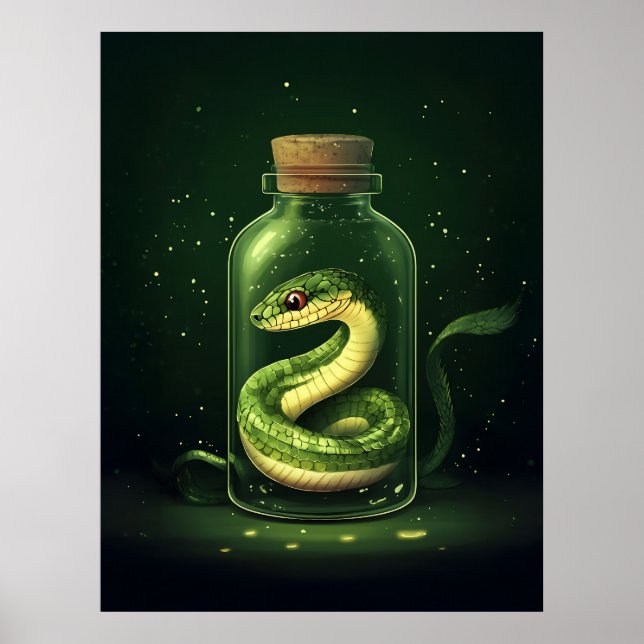 Enchanted Serpent in a Glass Jar Poster (Front)