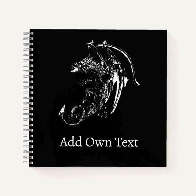 Enchanted Shadow Dragon Epic Fantasy Night Artwork Notebook (Front)
