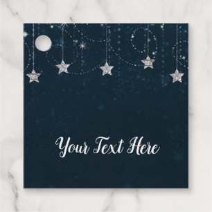 Enchanted Silver Blue Celestial Stars Party Favour Tags