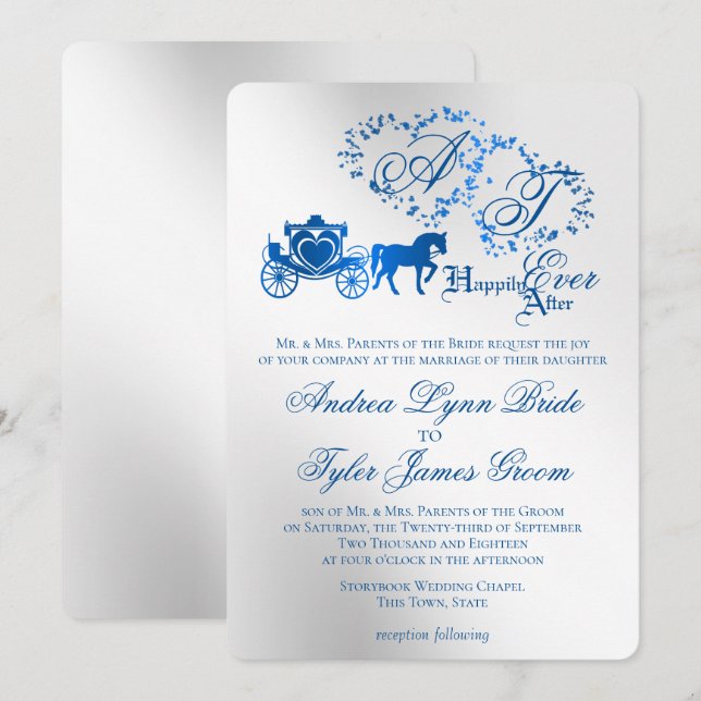 Enchanted Silver Story Book Wedding Invitation (Front/Back)