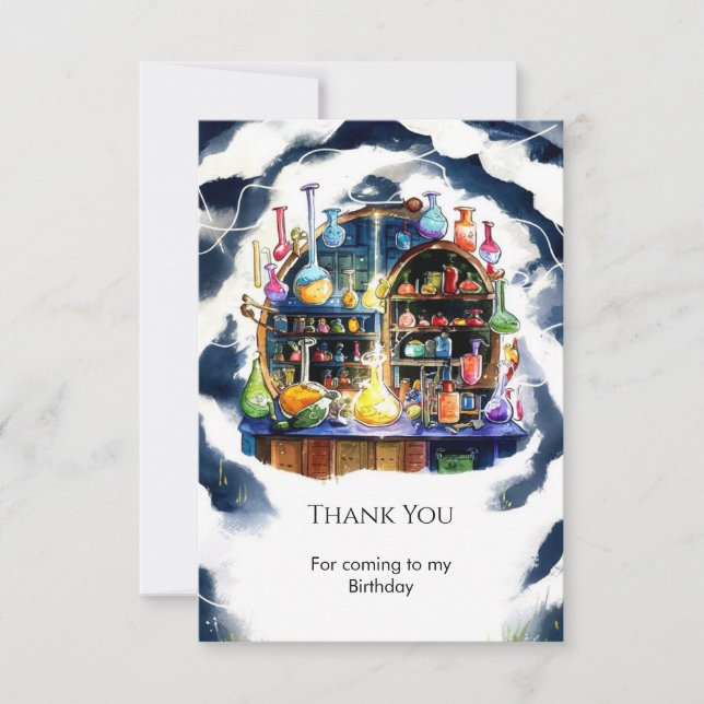 Enchanted Simple Chemistry Scientist Birthday Thank You Card (Front)