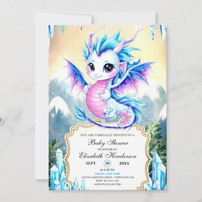 Enchanted Simple Dragon Baby Shower Invitation (Front)
