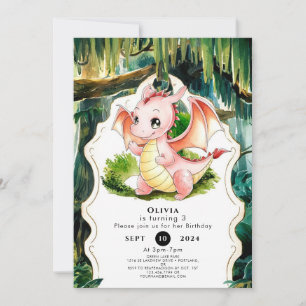 Enchanted Simple Dragon Birthday Invitation