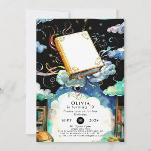 Enchanted Simple Library Storybook Birthday Invitation