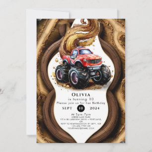 Enchanted Simple Monster Truck Birthday Invitation