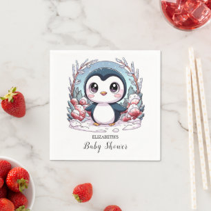 Enchanted Simple Penguin Baby Shower Napkin