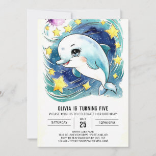 Enchanted Simple Underwater Dolphin Birthday Invitation