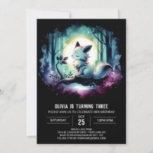Enchanted Simple Wolf Birthday Invitation