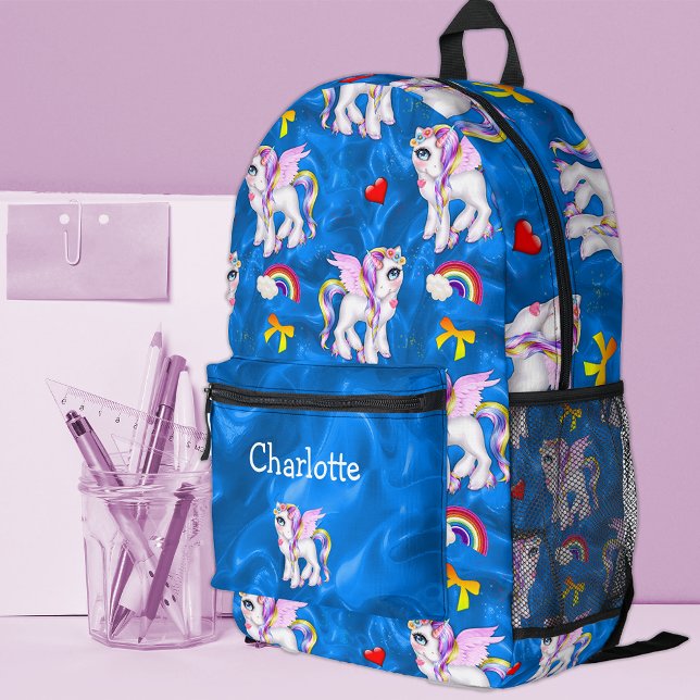 Enchanted Sky Explorer: Whimsical Winged Unicorn  Printed Backpack (Creator Uploaded)