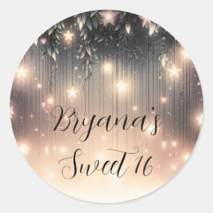 Enchanted Sky Tree Glow Stars & Clouds Classic Round Sticker