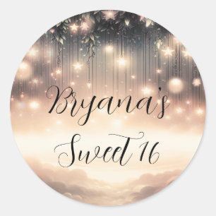 Enchanted Sky Tree Glow Stars & Clouds Classic Round Sticker