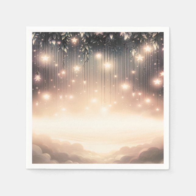 Enchanted Sky Tree Glow  Stars & Clouds  Napkin (Front)