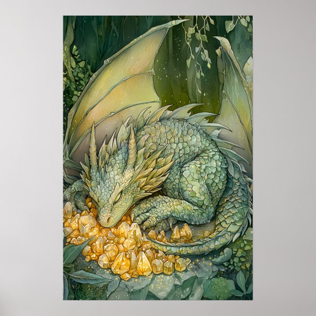 Enchanted Sleeping Dragon Crystals Poster (Front)