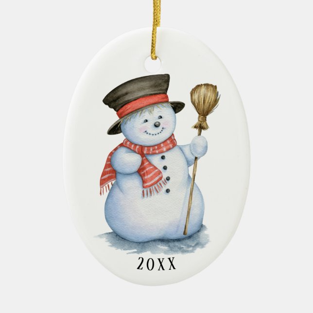 Enchanted Snowman Ceramic Ornament (Front)